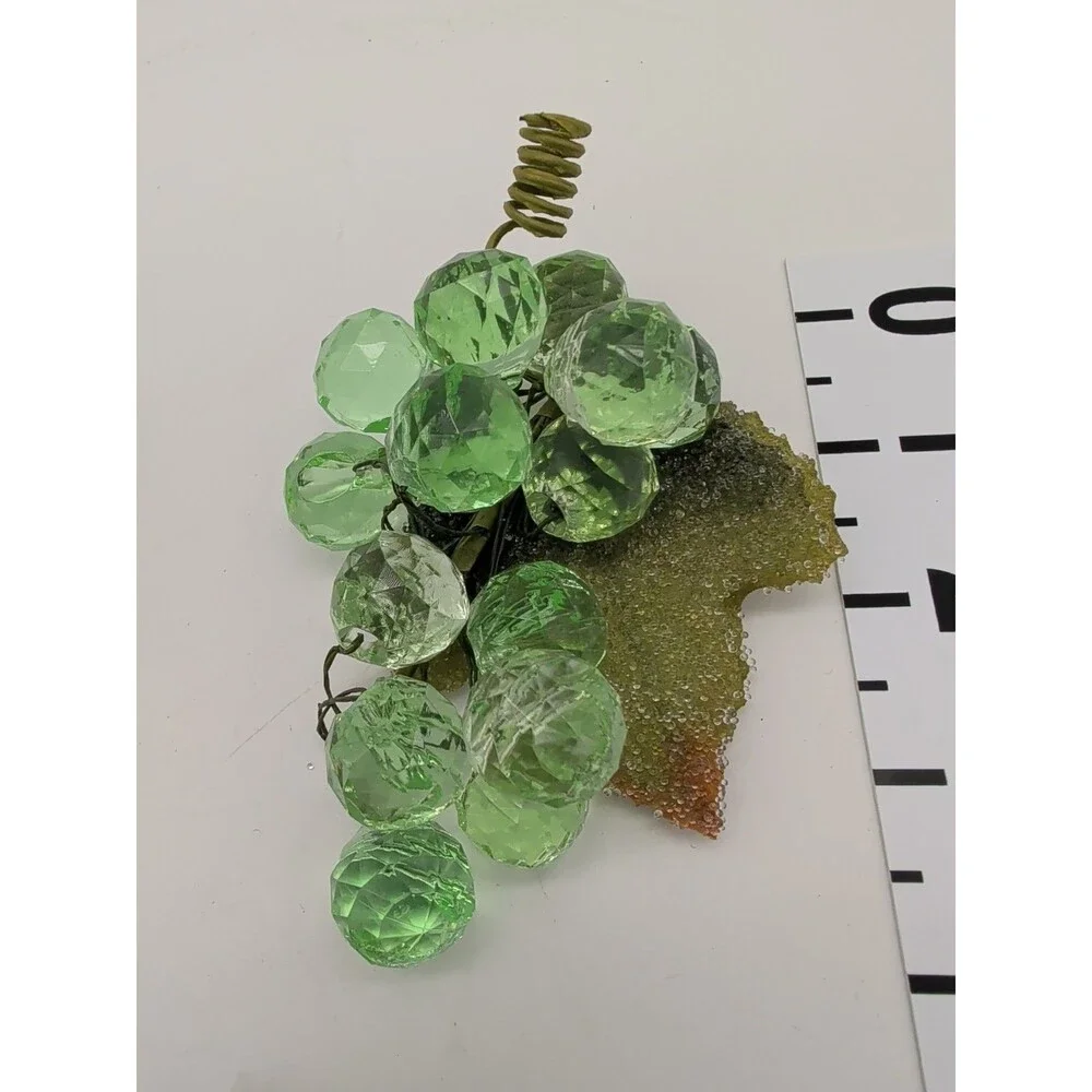 Vintage Style Lime Green Faceted Acrylic Grape Clusters Set of 4 MCM Kitsch